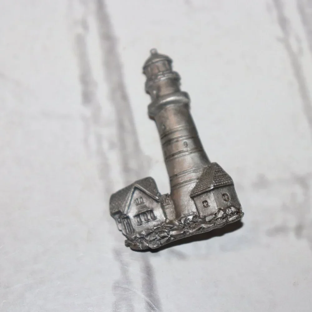 Vintage Spoon Pewter 4140 Lighthouse Brooch 2.25